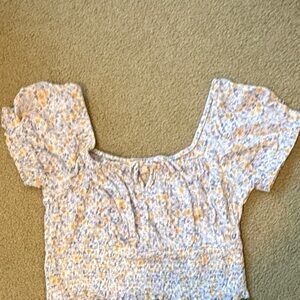 Pink Rose Yellow and White Floral Blouse